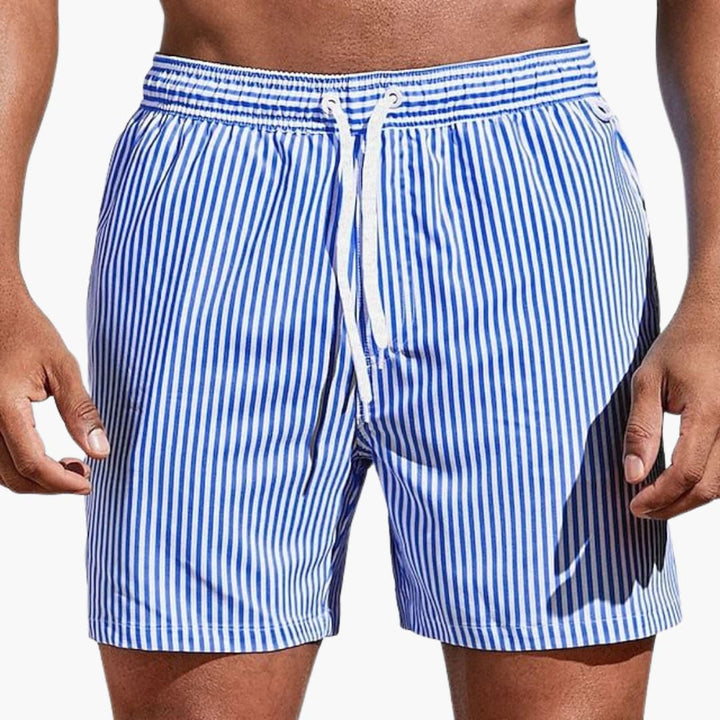 Shorts de bain rayés pour homme | Shorts de bain à taille élastique