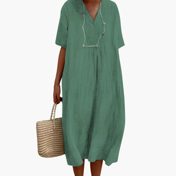 Ladies Boho V-Neck Dress | Casual Loose Summer Dress