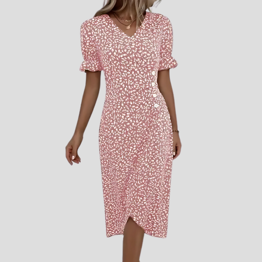 Robe midi Dame Blomster | Imprimé estival élégant