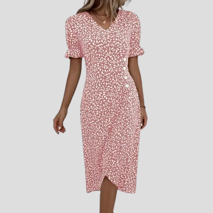 Robe midi Dame Blomster | Imprimé estival élégant