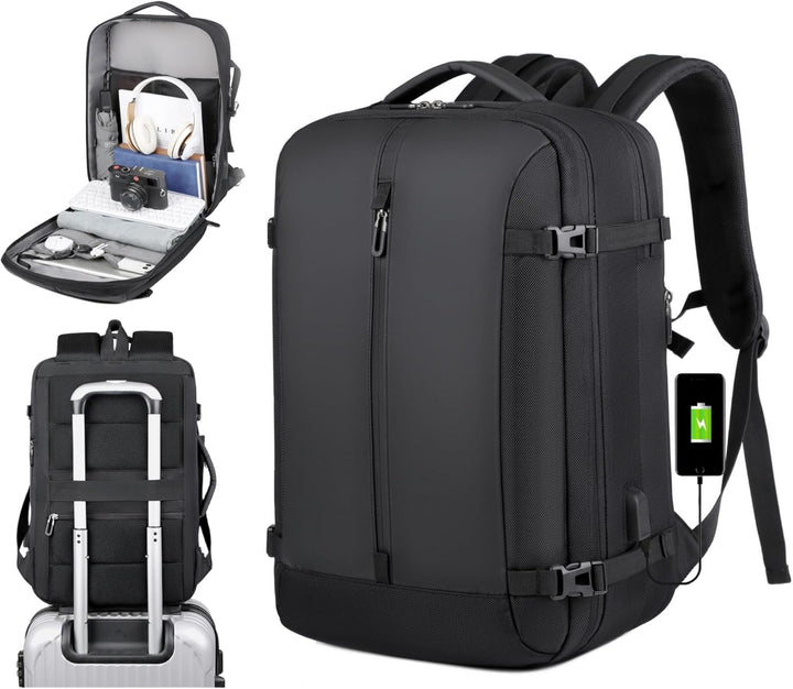 Sac à Dos de Voyage Étanche Extensible 40L | Port USB et Compartiment pour Ordinateur Portable 17"