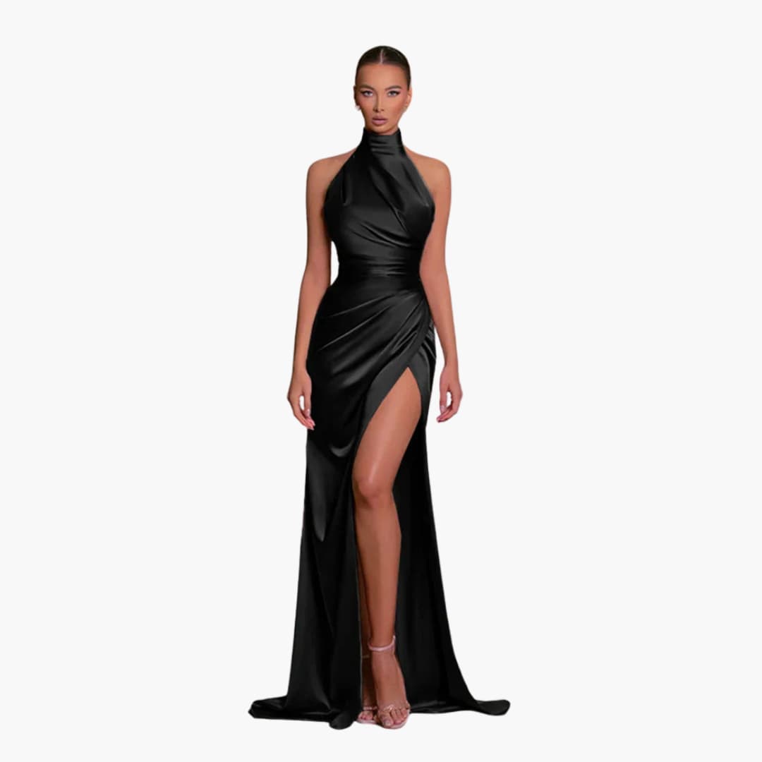 Robe de soirée style satin pour femme | Robe maxi élégante de gala