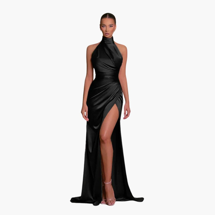 Robe de soirée style satin pour femme | Robe maxi élégante de gala