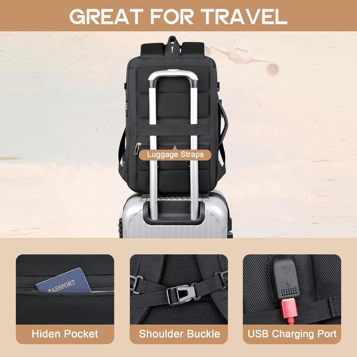 Sac à Dos de Voyage Étanche Extensible 40L | Port USB et Compartiment pour Ordinateur Portable 17"
