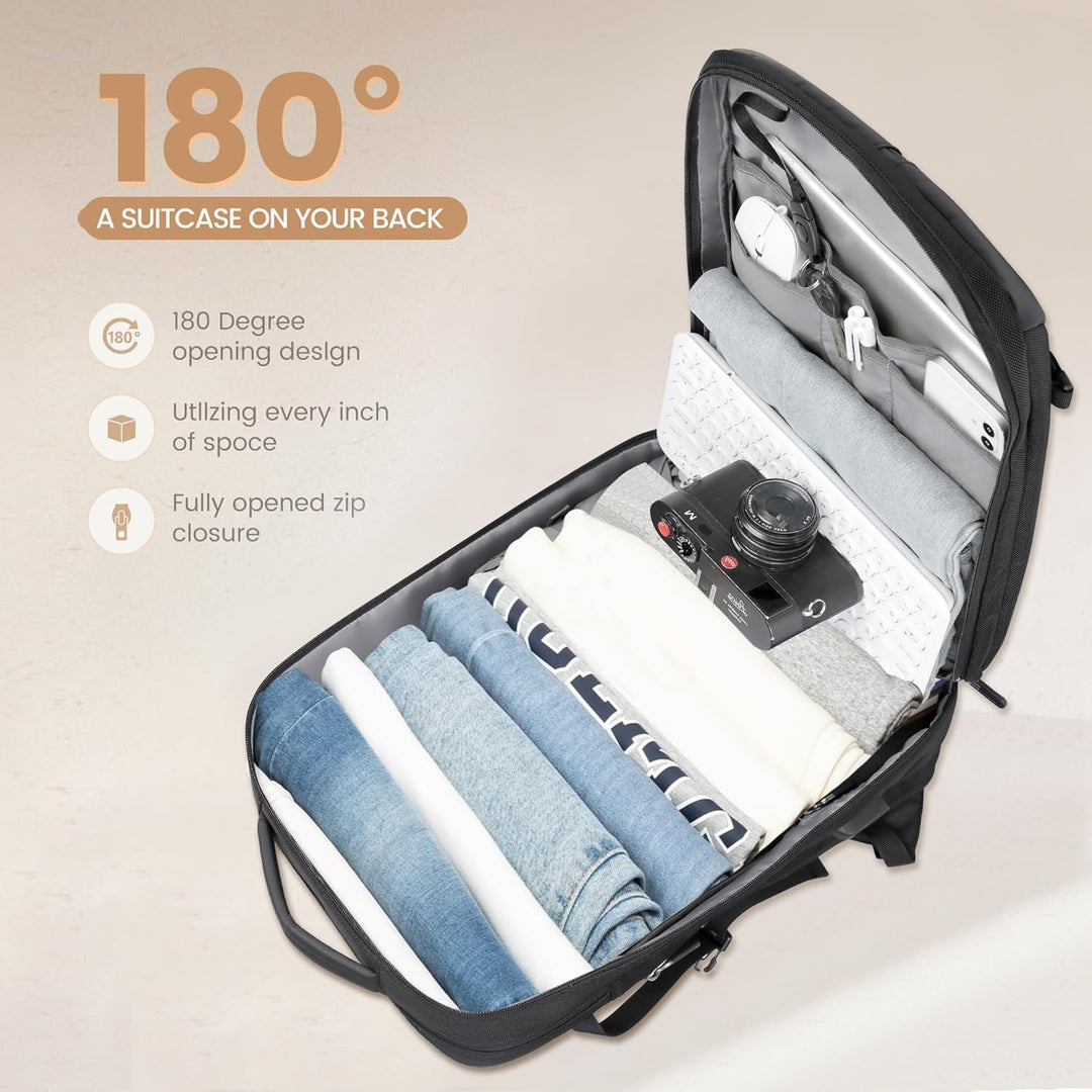 Sac à Dos de Voyage Étanche Extensible 40L | Port USB et Compartiment pour Ordinateur Portable 17"