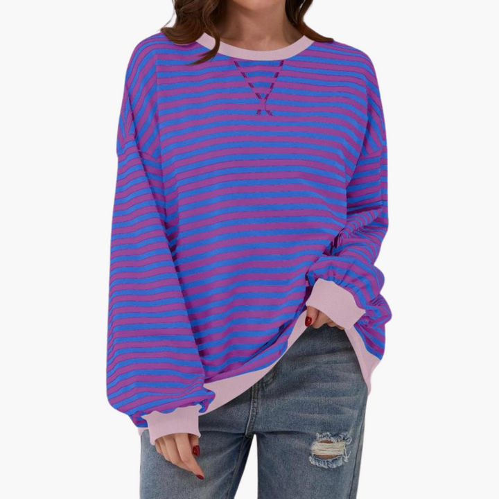 Dámská oversized pruhovaná mikina | Uvolněný dlouhý pulovr