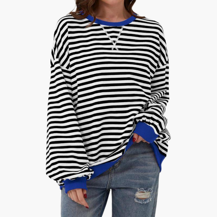 Dámská oversized pruhovaná mikina | Uvolněný dlouhý pulovr