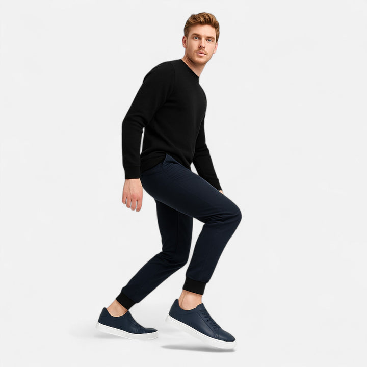 Męskie wsuwane skórzane sneakersy | Sznurowane buty casualowe