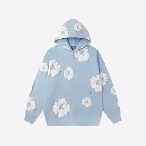 Unisex Denim-Stil Trykt Hættetrøje