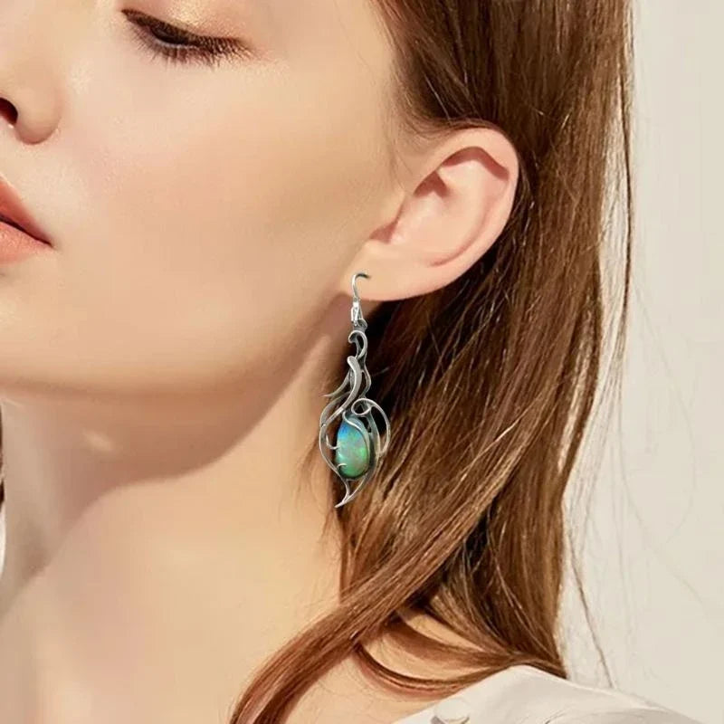 Boucles d'Oreilles Opale Bleue Vintage