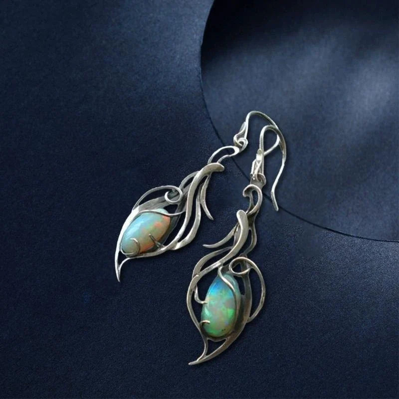 Boucles d'Oreilles Opale Bleue Vintage
