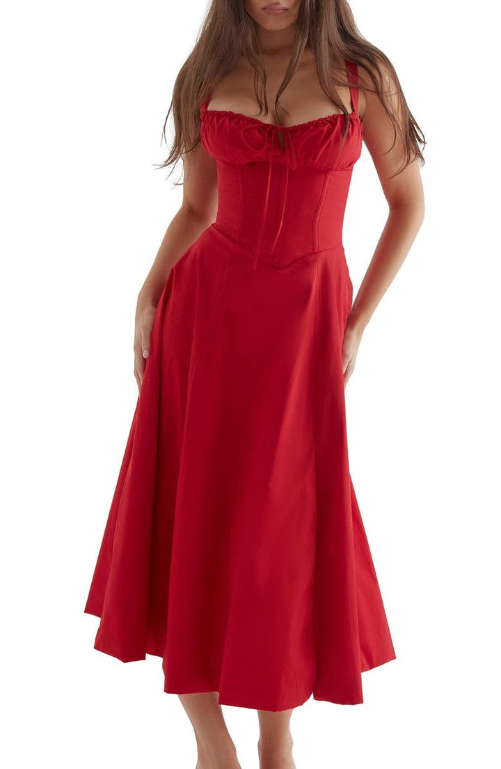 Robe bustier fleurie femme | Coupe cintrée à la taille