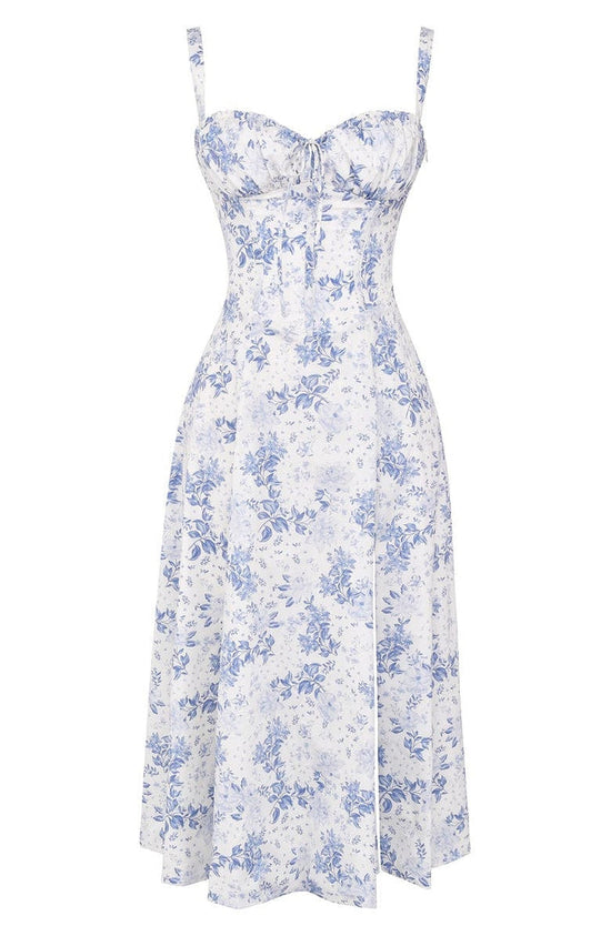 Robe bustier fleurie femme | Coupe cintrée à la taille