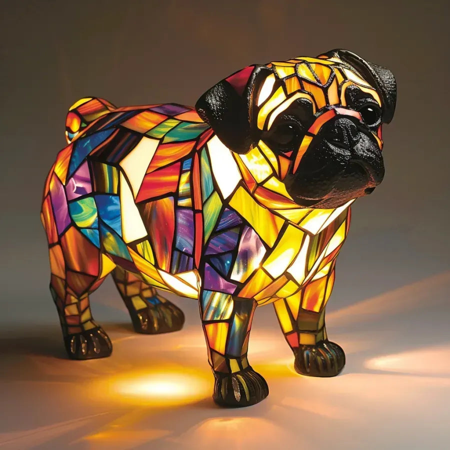 Ruční barvená skleněná lampa pro psy | Světlo pro milovníky psů