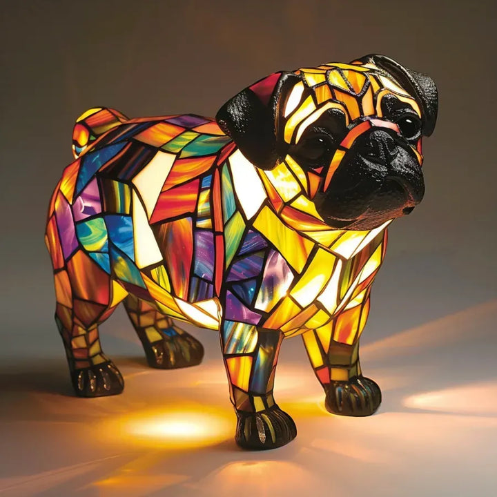 Ruční barvená skleněná lampa pro psy | Světlo pro milovníky psů