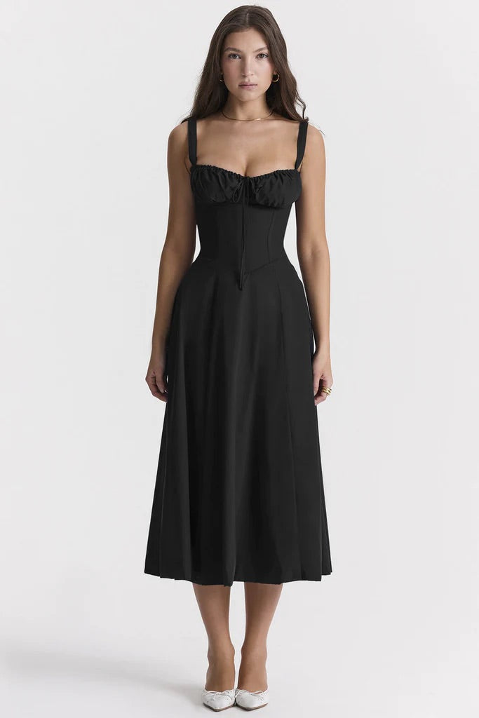 Robe bustier fleurie femme | Coupe cintrée à la taille