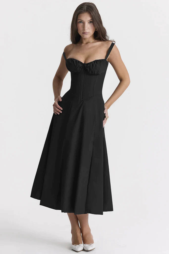 Robe bustier fleurie femme | Coupe cintrée à la taille