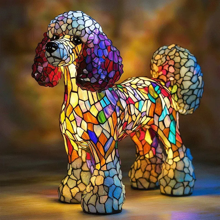 Ruční barvená skleněná lampa pro psy | Světlo pro milovníky psů