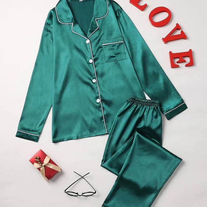 Qiana| Set de pijamale din satin pentru femei