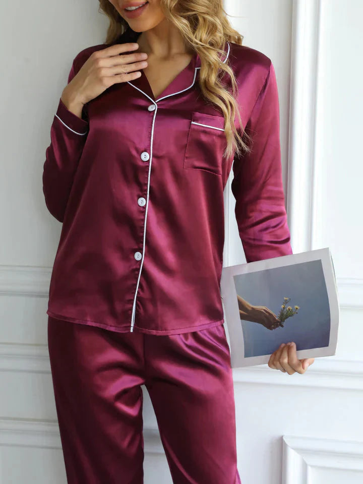 Qiana| Set de pijamale din satin pentru femei