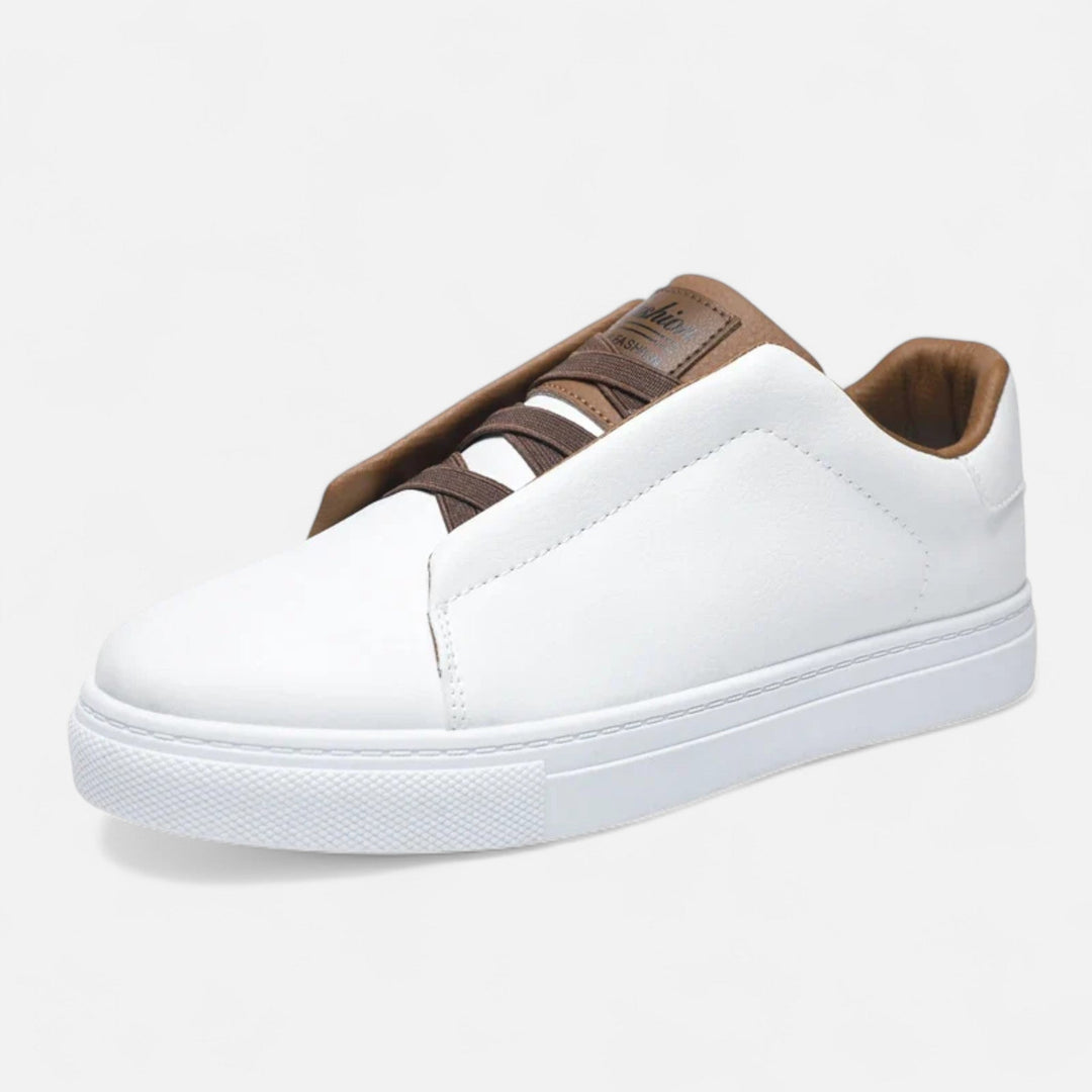 Męskie wsuwane skórzane sneakersy | Sznurowane buty casualowe