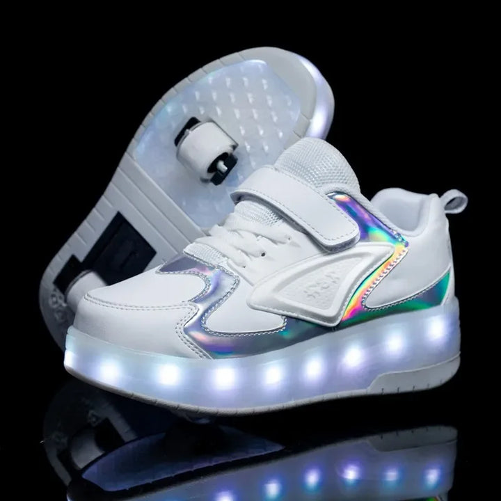 Chaussures à Roulettes LED Enfants | Baskets Lumineuses avec Roues Cachées
