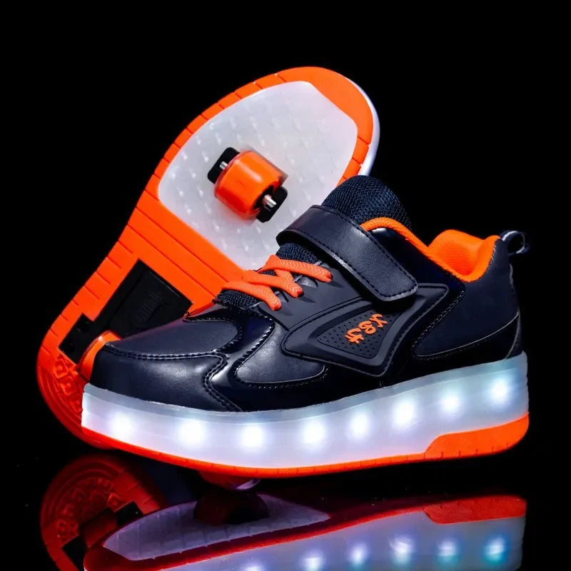 Chaussures à Roulettes LED Enfants | Baskets Lumineuses avec Roues Cachées