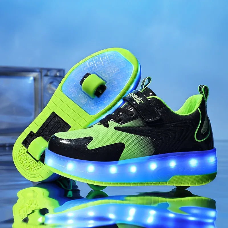 Chaussures à Roulettes LED Enfants | Baskets Lumineuses avec Roues Cachées