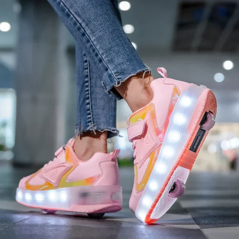 Chaussures à Roulettes LED Enfants | Baskets Lumineuses avec Roues Cachées