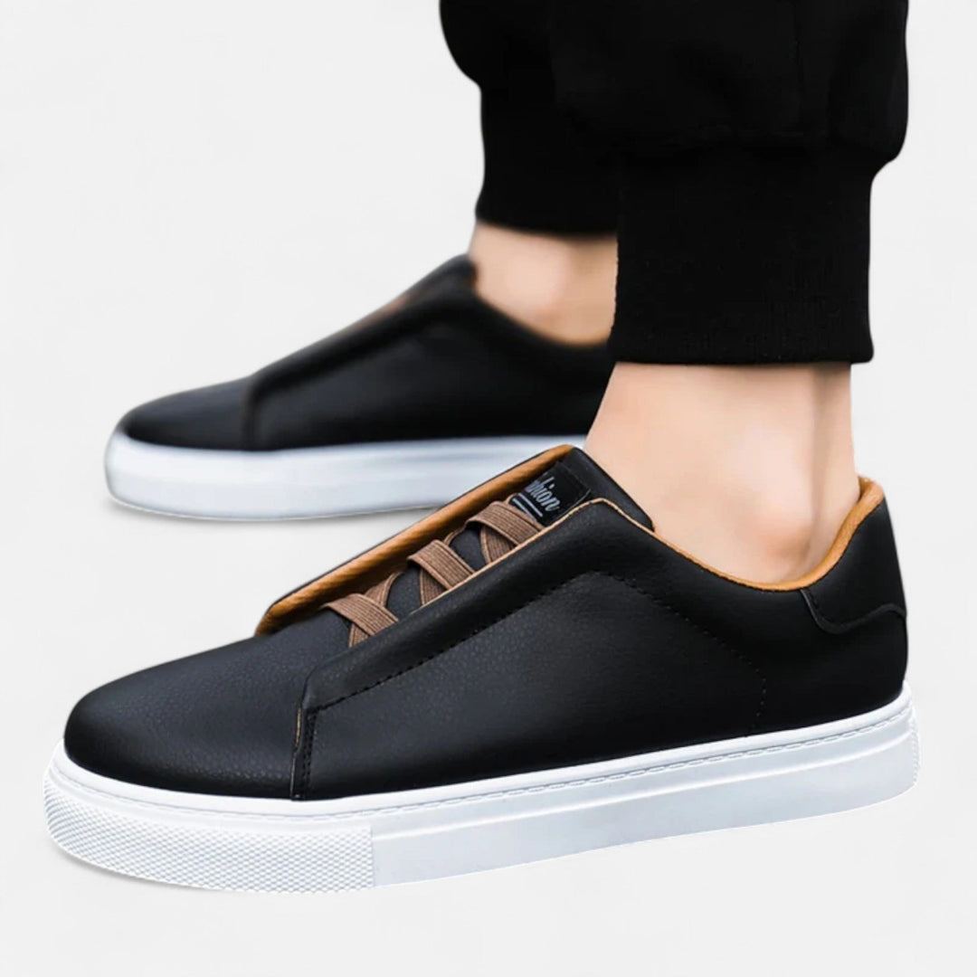 Męskie wsuwane skórzane sneakersy | Sznurowane buty casualowe