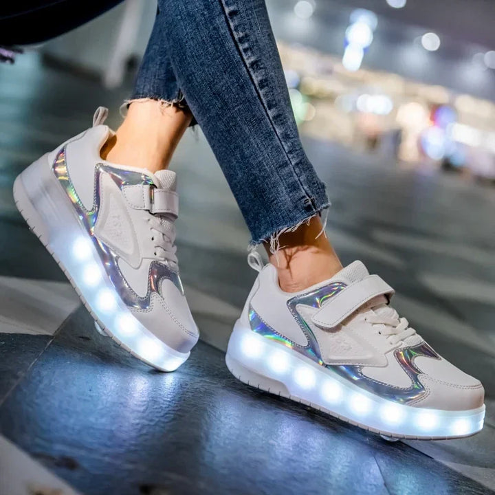 Chaussures à Roulettes LED Enfants | Baskets Lumineuses avec Roues Cachées