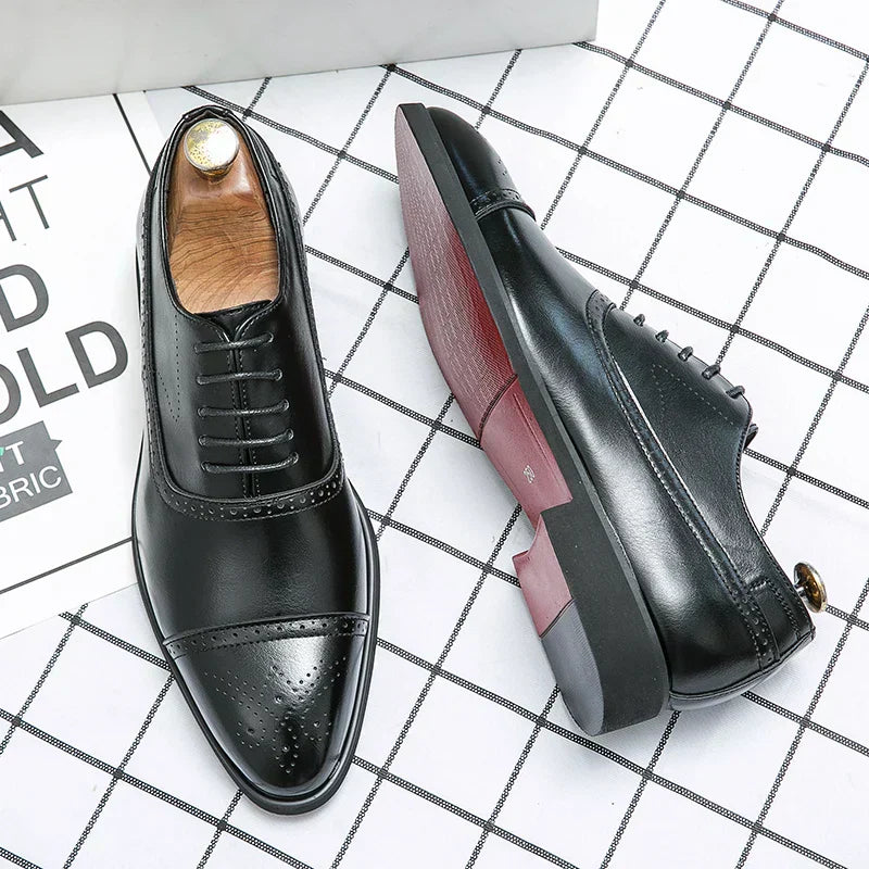 Herre Læder Oxford Brogue Sko | Klassisk Stil
