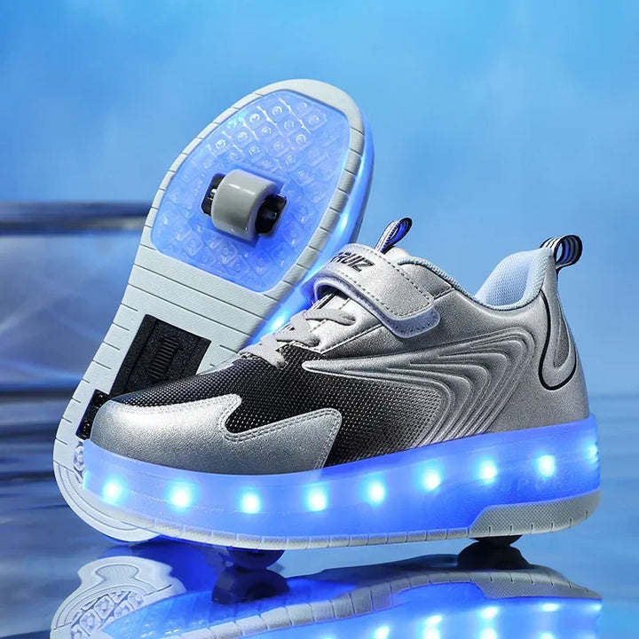 Chaussures à Roulettes LED Enfants | Baskets Lumineuses avec Roues Cachées