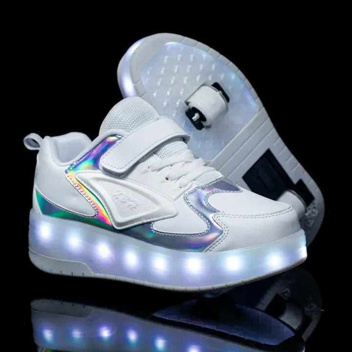 Chaussures à Roulettes LED Enfants | Baskets Lumineuses avec Roues Cachées