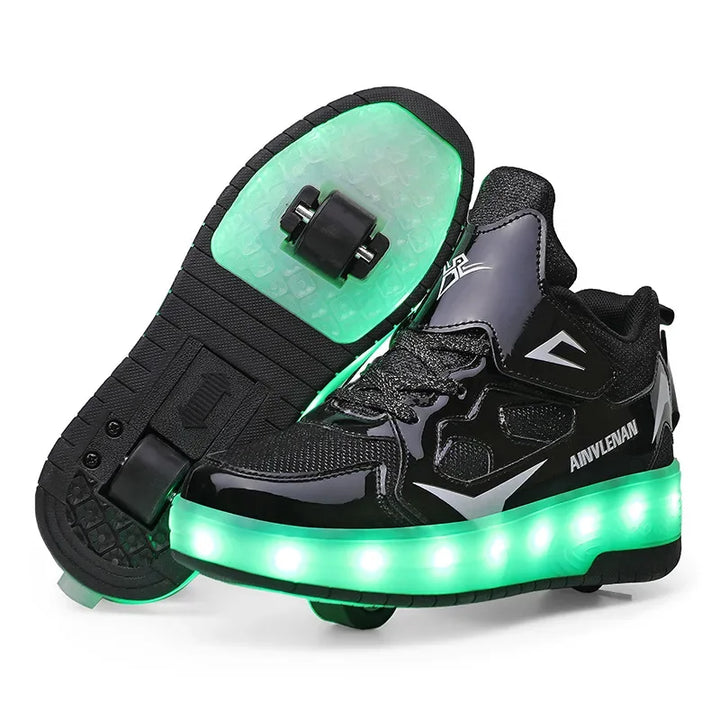 Chaussures à Roulettes LED Enfants | Baskets Lumineuses avec Roues Cachées