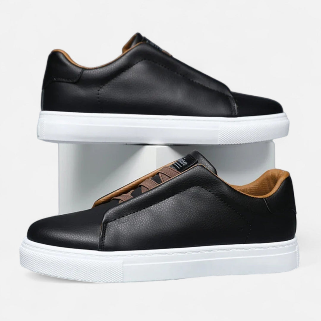 Męskie wsuwane skórzane sneakersy | Sznurowane buty casualowe