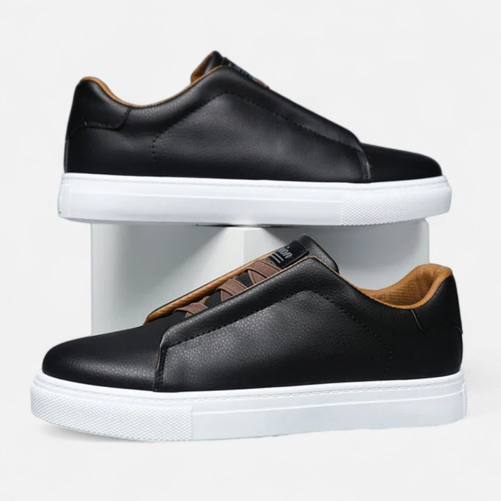 Męskie wsuwane skórzane sneakersy | Sznurowane buty casualowe