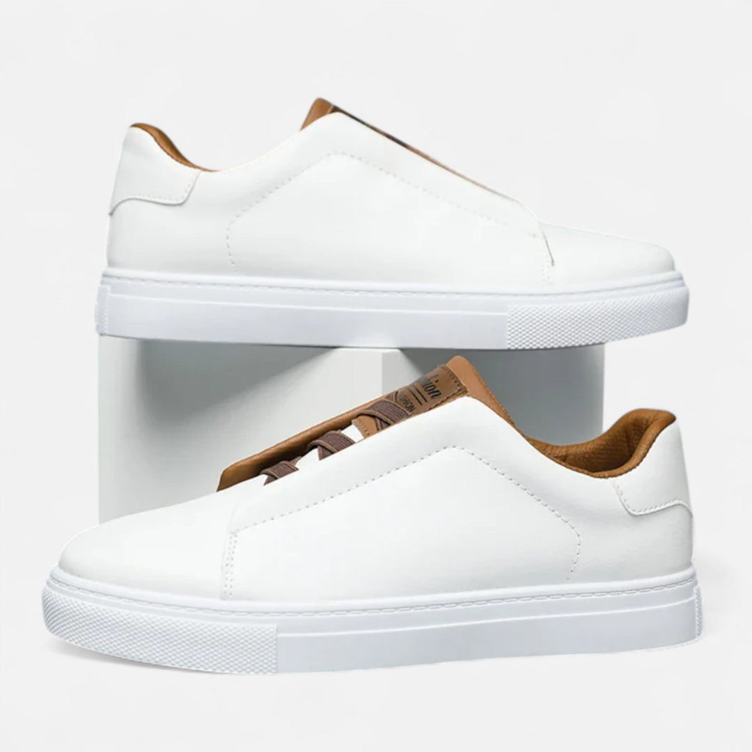 Męskie wsuwane skórzane sneakersy | Sznurowane buty casualowe