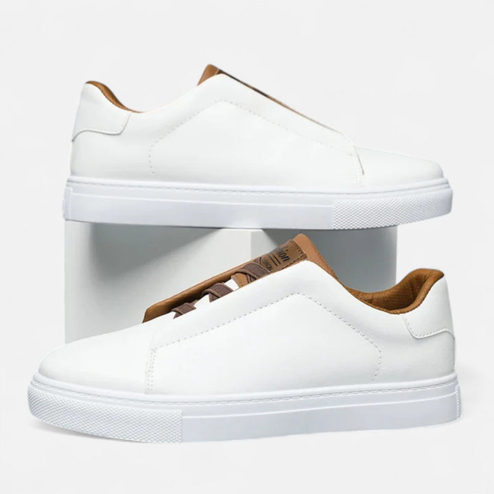 Męskie wsuwane skórzane sneakersy | Sznurowane buty casualowe