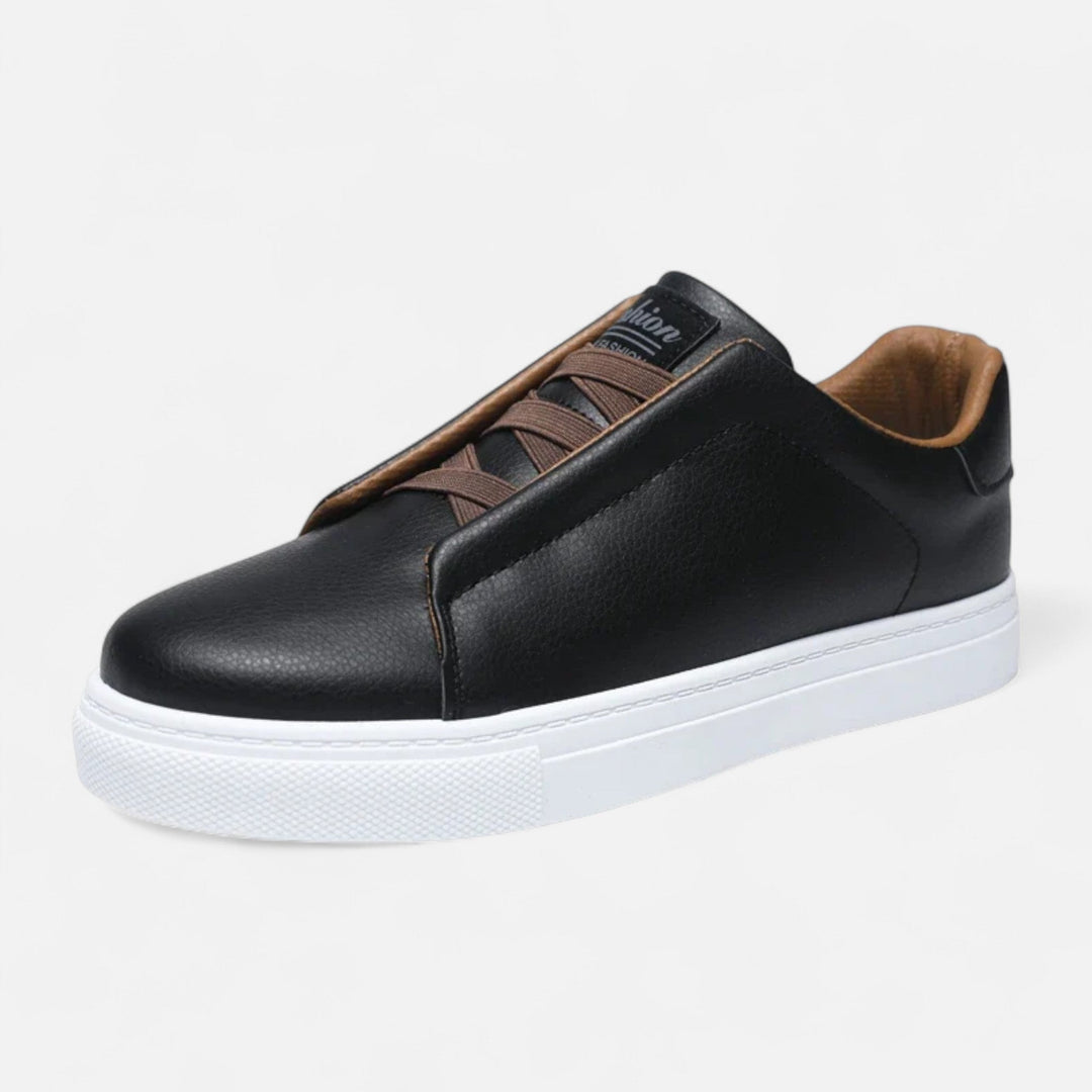 Męskie wsuwane skórzane sneakersy | Sznurowane buty casualowe