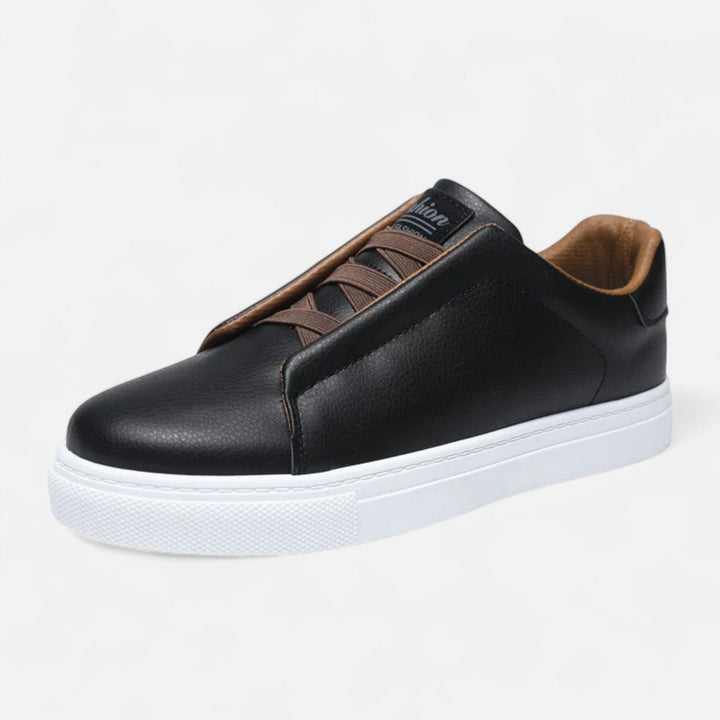 Męskie wsuwane skórzane sneakersy | Sznurowane buty casualowe