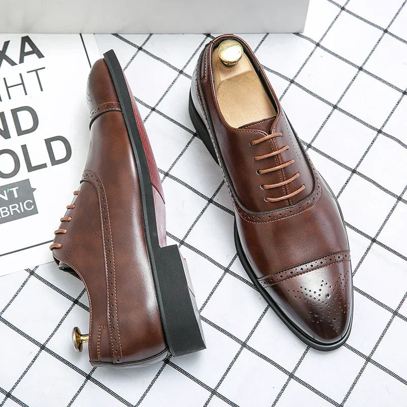 Herre Læder Oxford Brogue Sko | Klassisk Stil