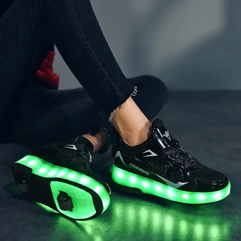 Chaussures à Roulettes LED Enfants | Baskets Lumineuses avec Roues Cachées