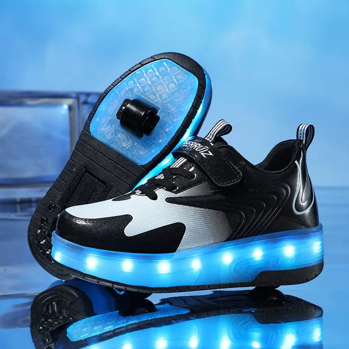 Chaussures à Roulettes LED Enfants | Baskets Lumineuses avec Roues Cachées