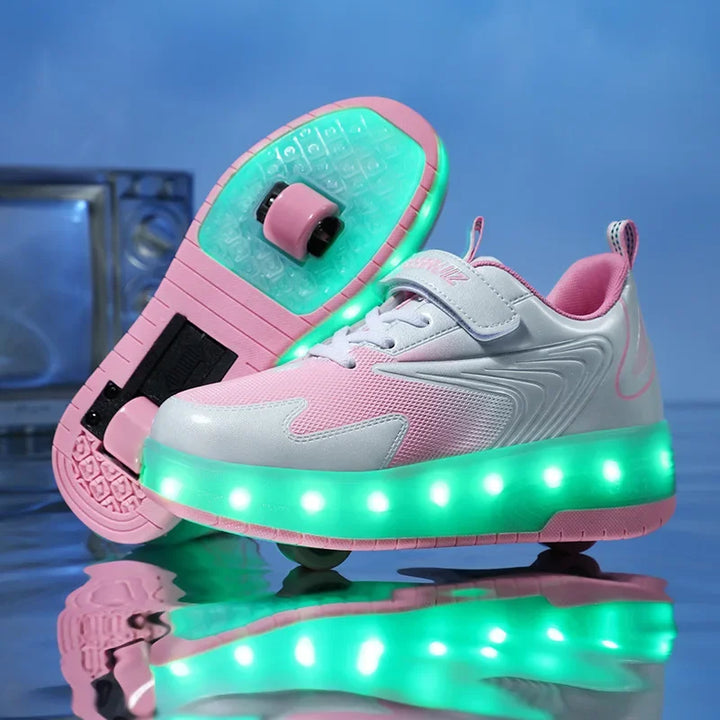 Chaussures à Roulettes LED Enfants | Baskets Lumineuses avec Roues Cachées
