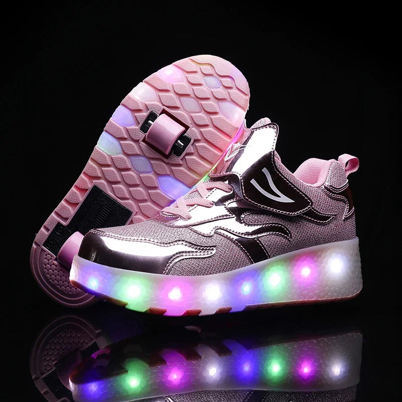 Chaussures à Roulettes LED Enfants | Baskets Lumineuses avec Roues Cachées
