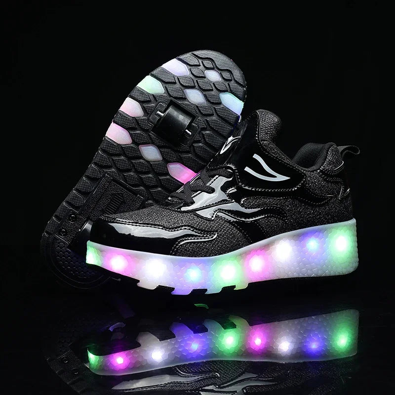 Chaussures à Roulettes LED Enfants | Baskets Lumineuses avec Roues Cachées