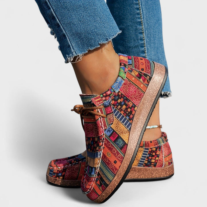 Baskets Confort Imprimées Boho pour Femme | Semelle à Lacets Rembourrée