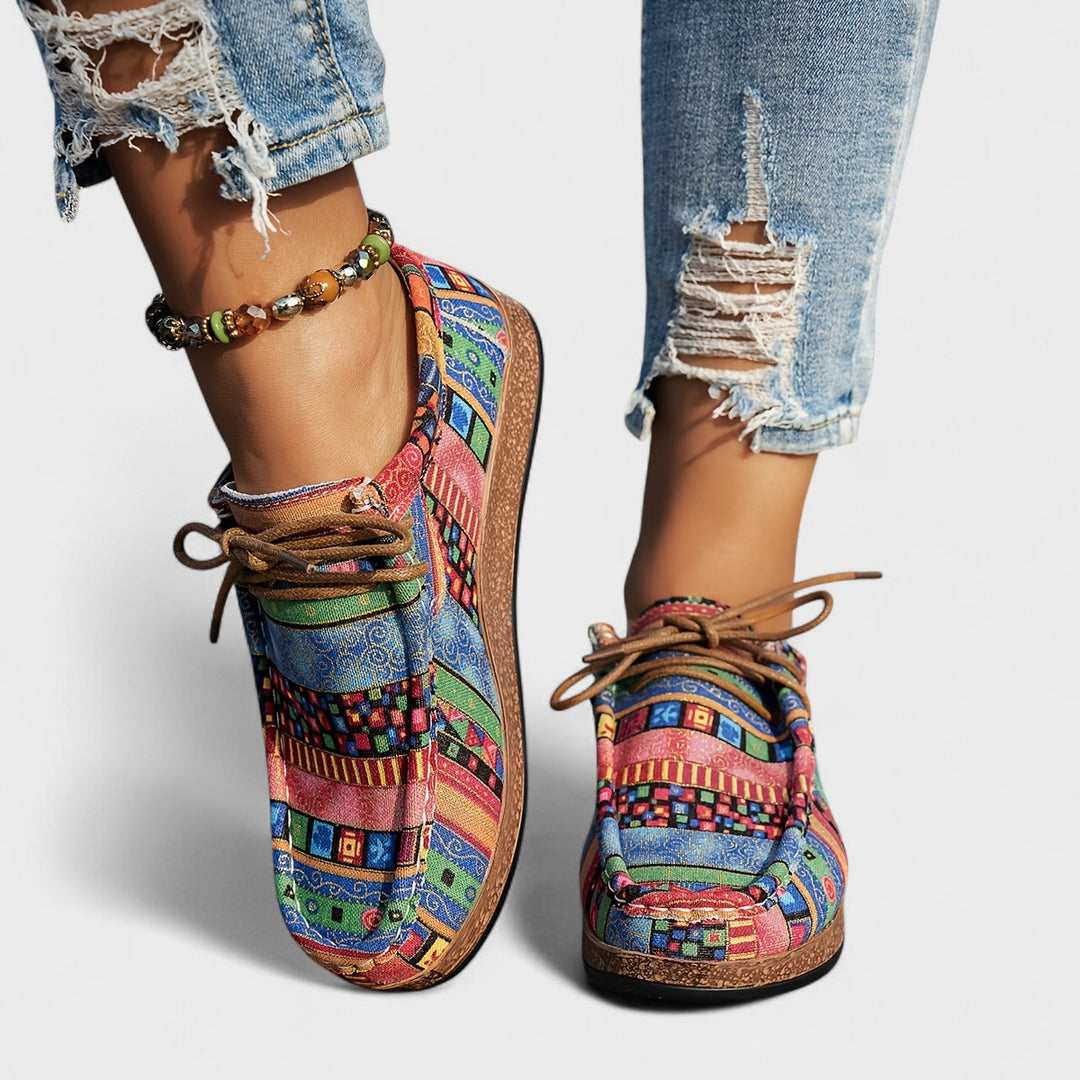 Baskets Confort Imprimées Boho pour Femme | Semelle à Lacets Rembourrée