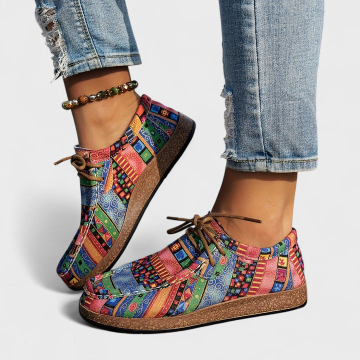 Baskets Confort Imprimées Boho pour Femme | Semelle à Lacets Rembourrée